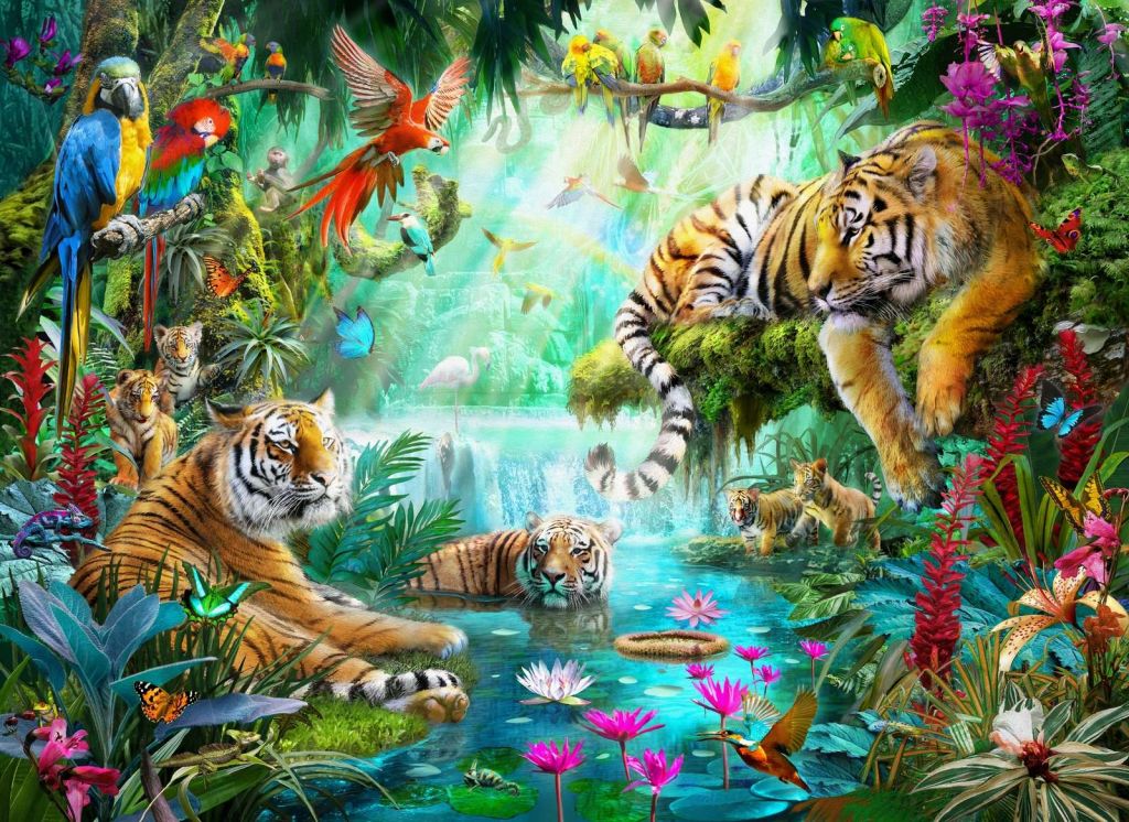 Tigers and Cubs in Lagoon