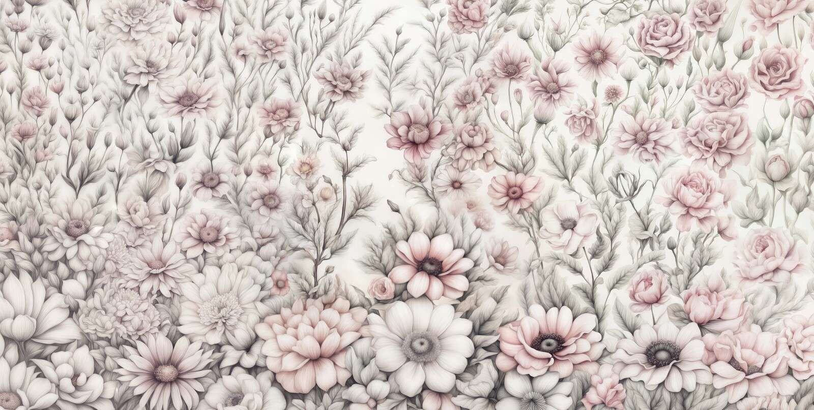 Mur floral romantique - rose